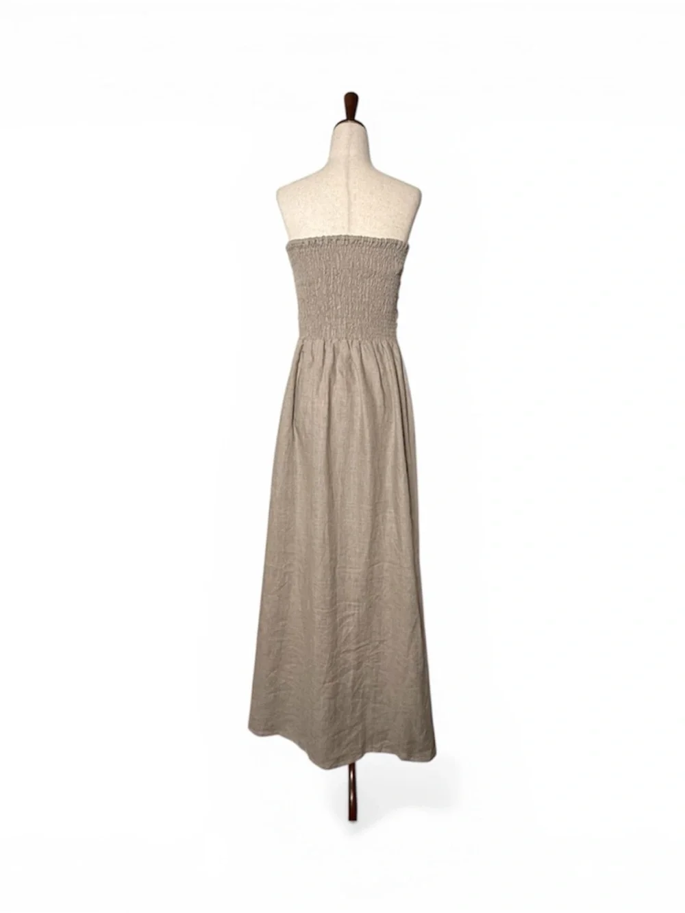 Faithfull The Brand Das Flores Linen Maxi Dress Natural Strapless NWT 10 - Picture 6 of 14